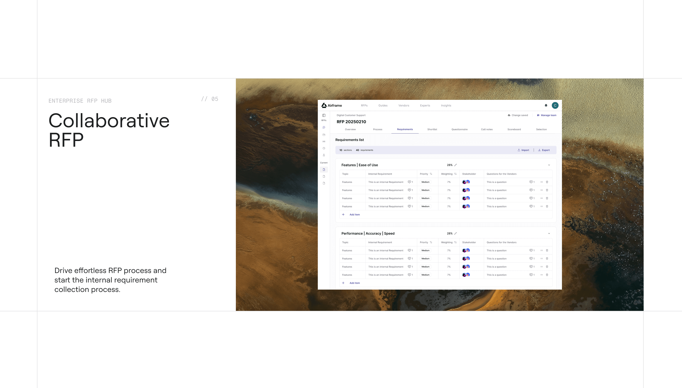 Airframe collaborative RFP interface