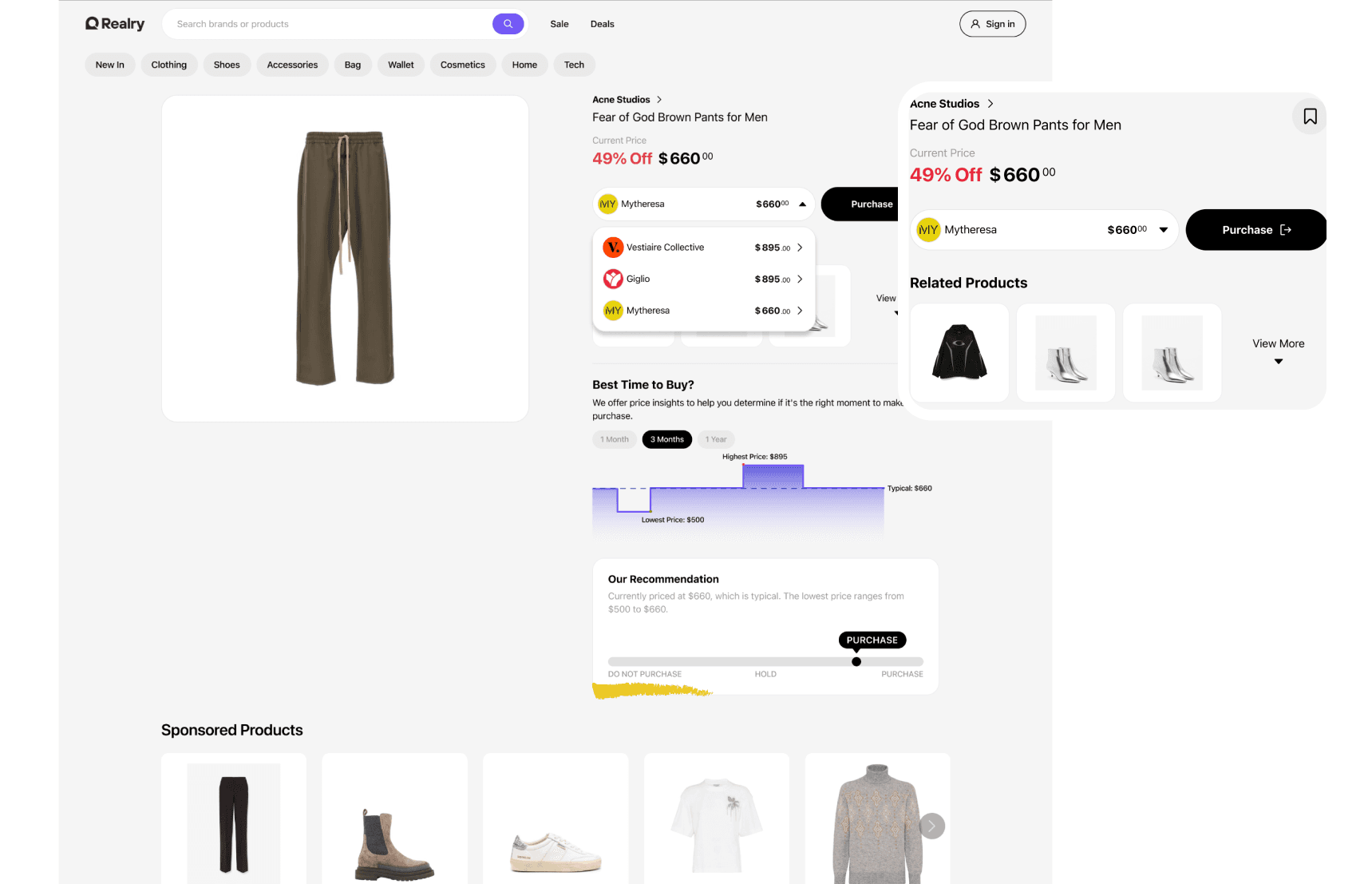 Realry price insights before redesign
