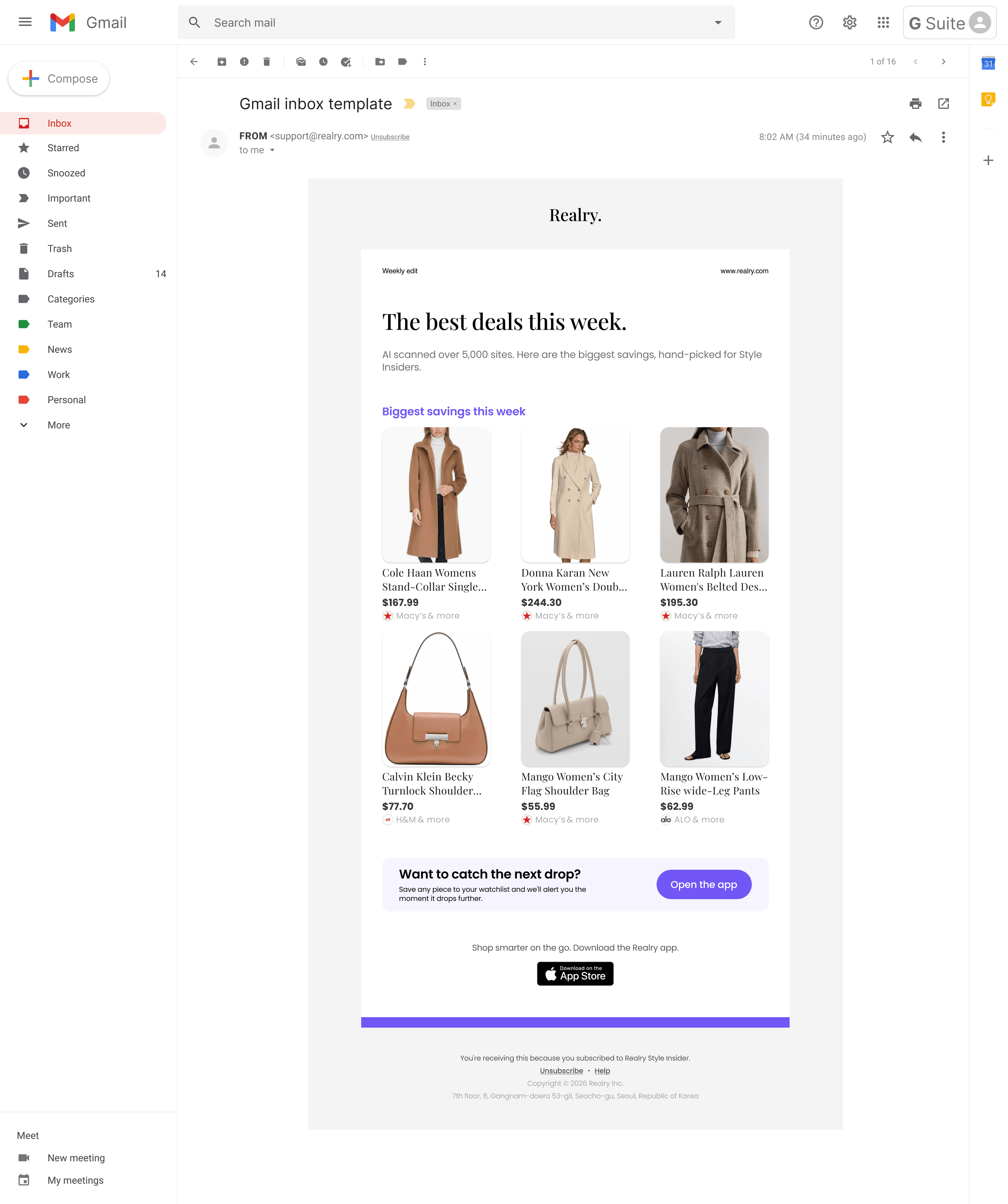 The weekly Realry digest: new arrivals, recent price drops, and a feed of products chosen for the individual shopper.